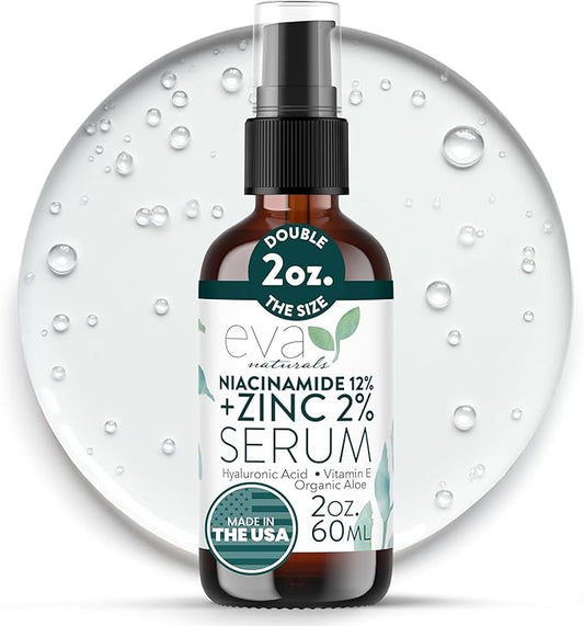 Niacinamide 12% Serum for Face w/Zinc & Hyaluronic Acid – Vitamin B3 & E Pore Minimizer for Dark Spot Corrector, Even Skin Tone, Oil Control, Brightening & Hydrating for Women, 2 Fl Oz