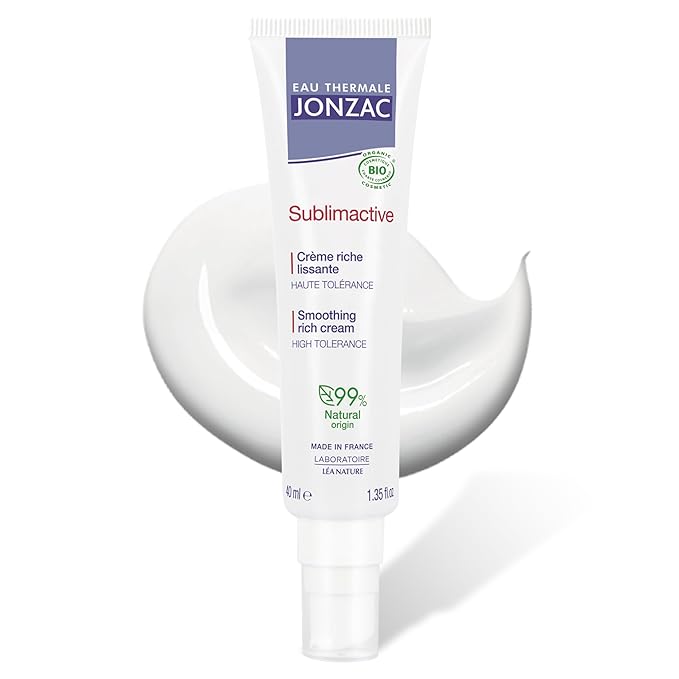 JONZAC Eau Thermale Sublimactive Organic Anti-Aging Smoothing Rich Cream for Women - Firms and Smooths Skin - with Shea Butter - Natural Skin Care - Safe for Sensitive Skin - 1.35 fl oz