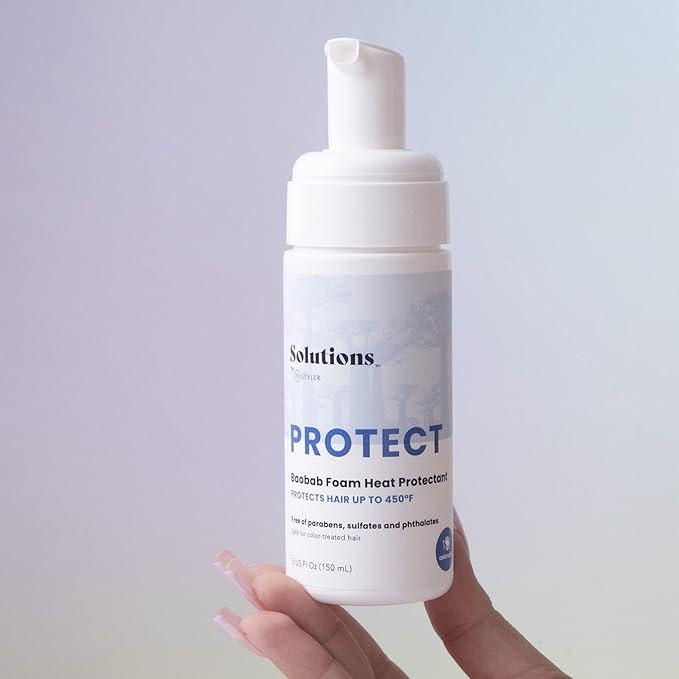 InStyler Solutions Protect Foam Heat Protectant - Baobab Shields Hair From Damage Up To 450º F - Helps Soften & Detangle Damaged Hair - Color-Safe & Vegan (5 fl oz / 150 ml)