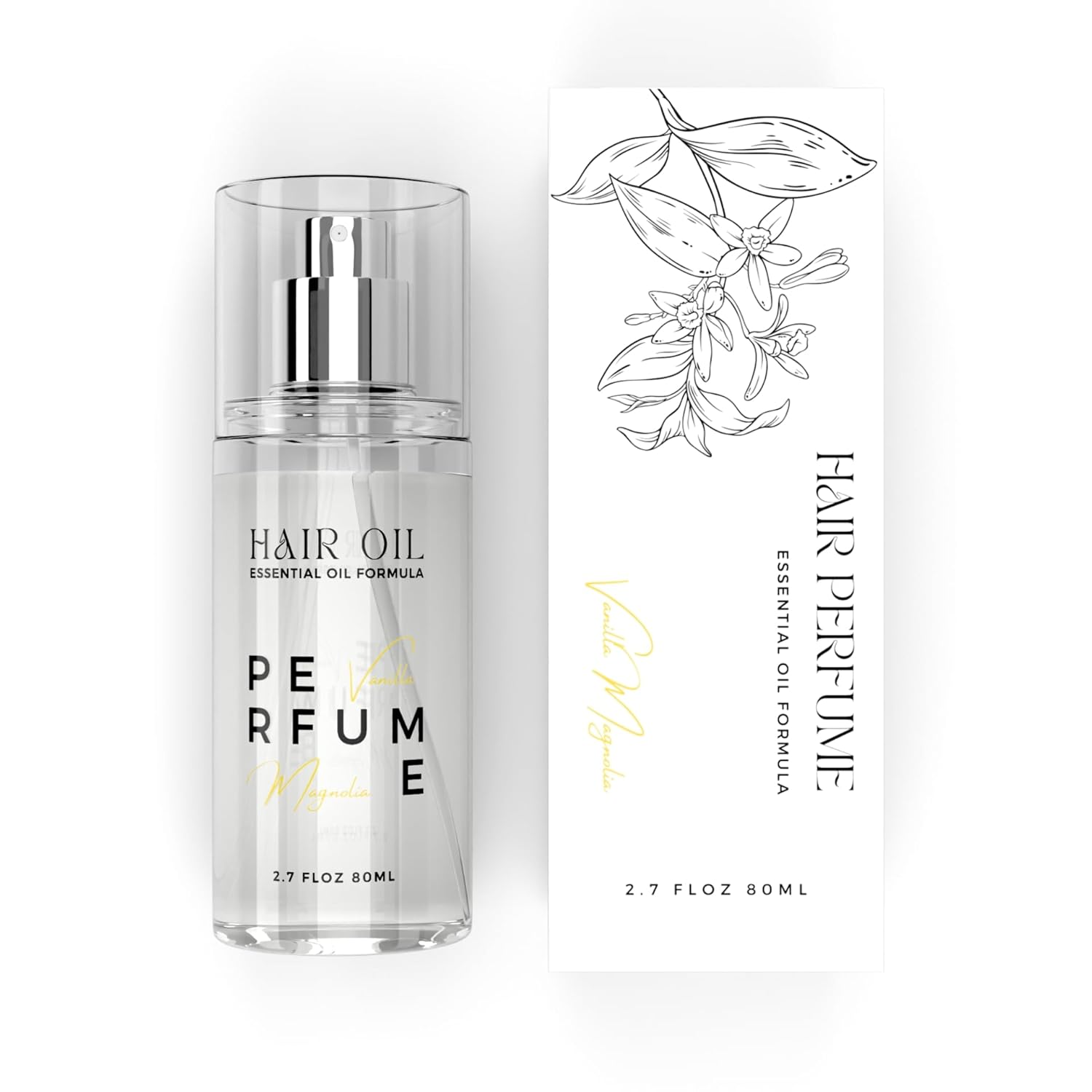 Hair Perfume Oil for Women (Vanilla Magnolia), Argan Oil Heat Protection Spray for Dry, Damaged, Firzzy Hair Care, Long Lasting Fragrance Mist with Keratin & Elastin for Nourishing & Smooth 2.7 fl oz - Glowelle