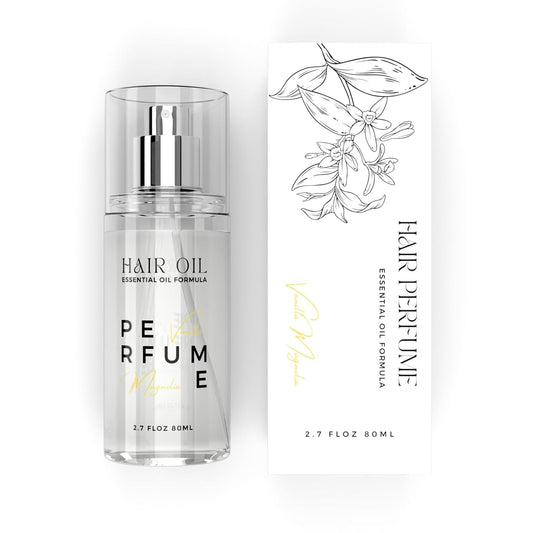 Hair Perfume Oil for Women (Vanilla Magnolia), Argan Oil Heat Protection Spray for Dry, Damaged, Firzzy Hair Care, Long Lasting Fragrance Mist with Keratin & Elastin for Nourishing & Smooth 2.7 fl oz - Glowelle