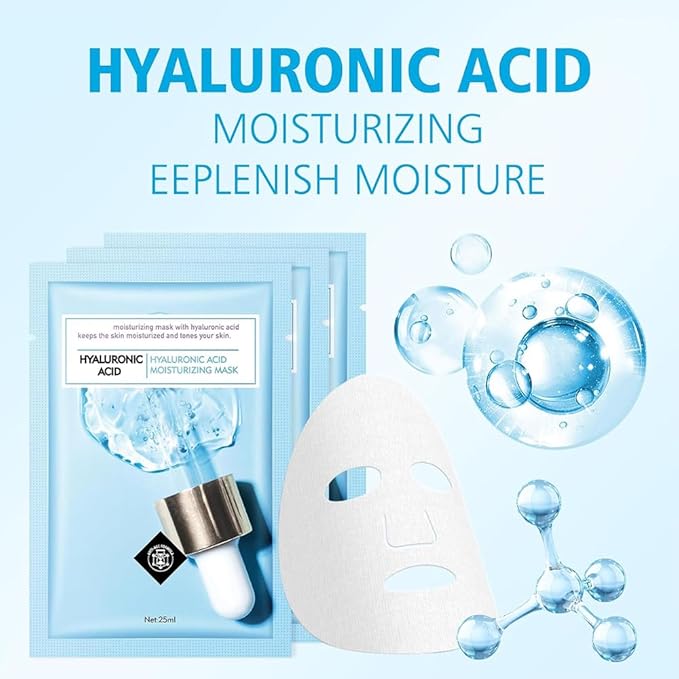 Facial Masks Skincare for Women,Hyaluronic Acid Hydrating Face Sheet Masks,Moisturizing Face Mask Suitable for All the Skin,Dry Skin,Face Spa Mask 15 Sheets