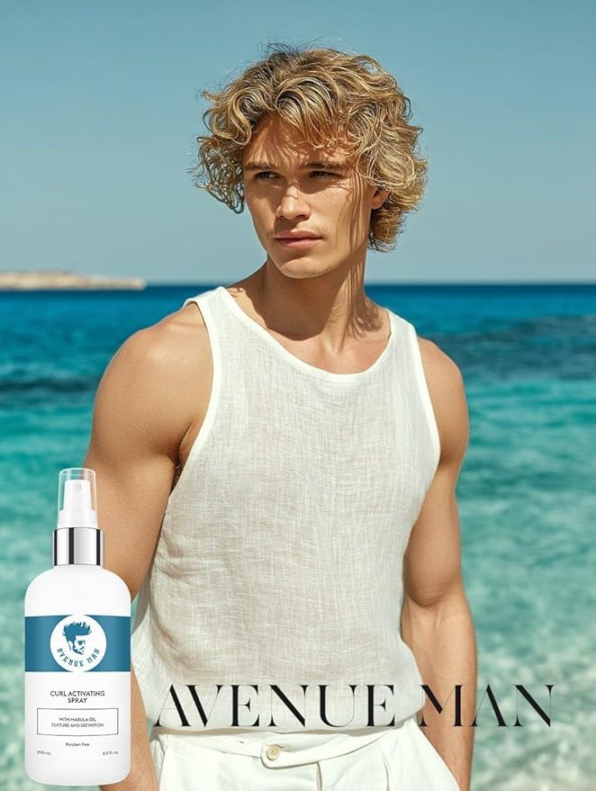 Avenue Man Curl Activating Spray - Frizz Free Activator for Defined, Irresistible Curls - Leave-In Conditioner with Marula Oil