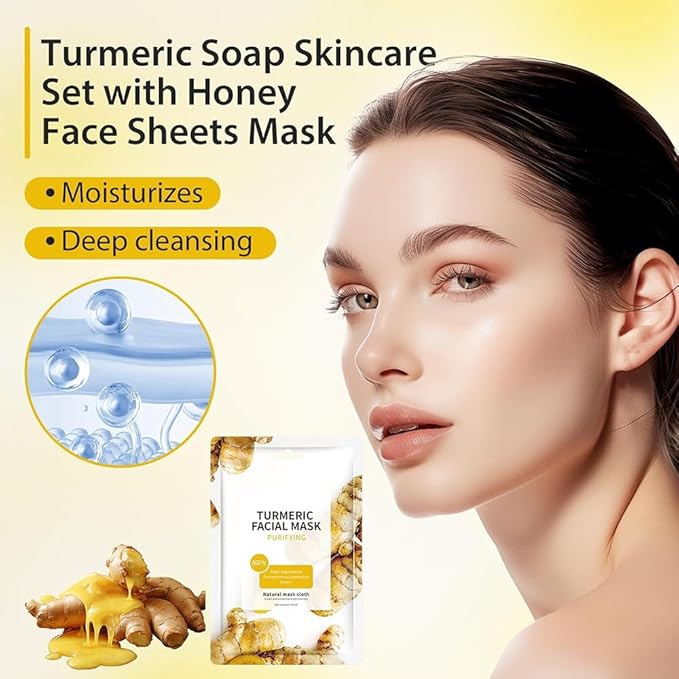 Facial Masks Skincare for Women, Turmeric Hydrating Face Sheet Masks,Moisturizing Face Mask Suitable for All the Skin,Dry Skin,Face Spa Mask 10 Sheets