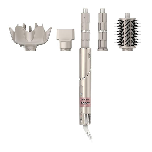 Shark FlexStyle Air Styling & Drying System, Powerful Hair Blow Dryer & Multi-Styler with Auto-Wrap Curlers, Curl-Defining Diffuser, Oval Brush, & Concentrator Attachment, Stone, HD435