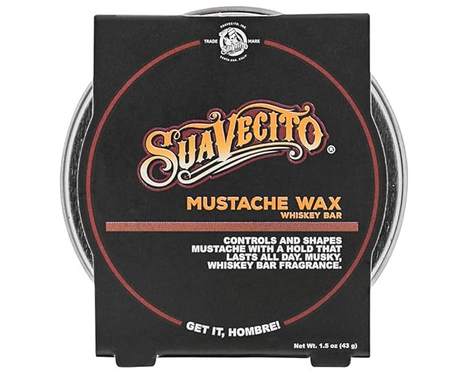 Suavecito Whiskey Bar Mustache Wax 1.5 oz - Control & Style Your Mustache With All Day Hold, Portable Travel Size Tin Can, Moisturize & Style, Facial Grooming With A Masculine Scent