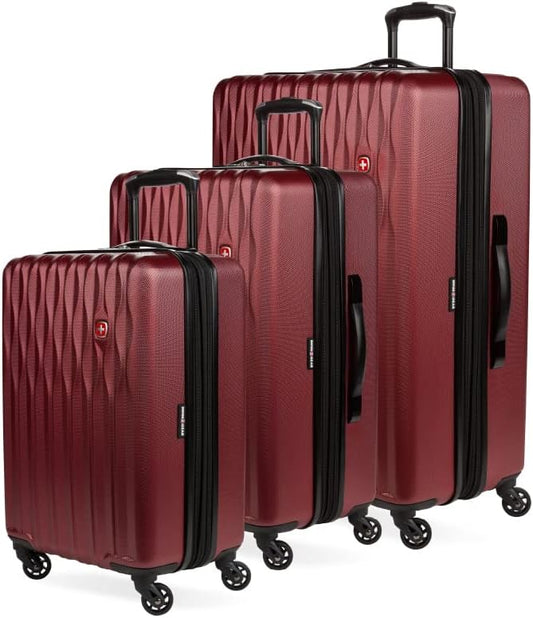 SwissGear 8018 Hardside Expandable Luggage with Spinner Wheels, Wine, 3-Piece Set (20/24/27)