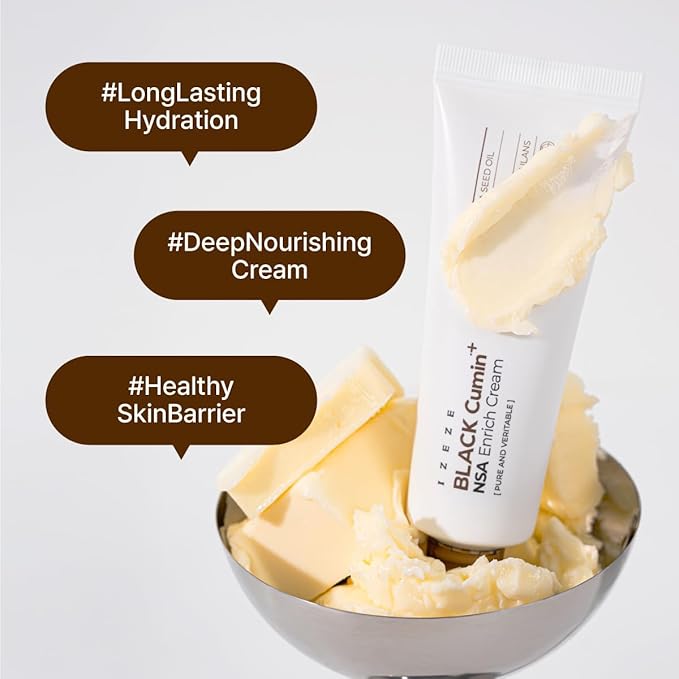 IZEZE BLACK Cumin NSA Enrich Cream 1.69 fl.oz, 50 ml | Antiwrinkle Moisturizer, Barrier Repair and Nourishing, Korean Skincare for Dry Skin, Skin Cream for Aging Skin