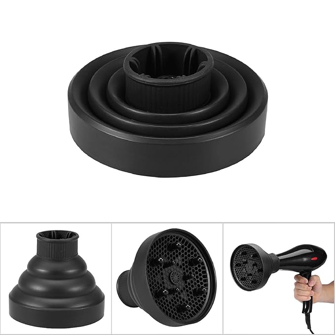 Volumizing Universal Hair Diffuser,Foldable Folding Hairdryer Hair Blower Diffuser,Styling Hairdressing Tool, 5Colors Optional(Black,Red,Blue,Pink,Green) (Black)