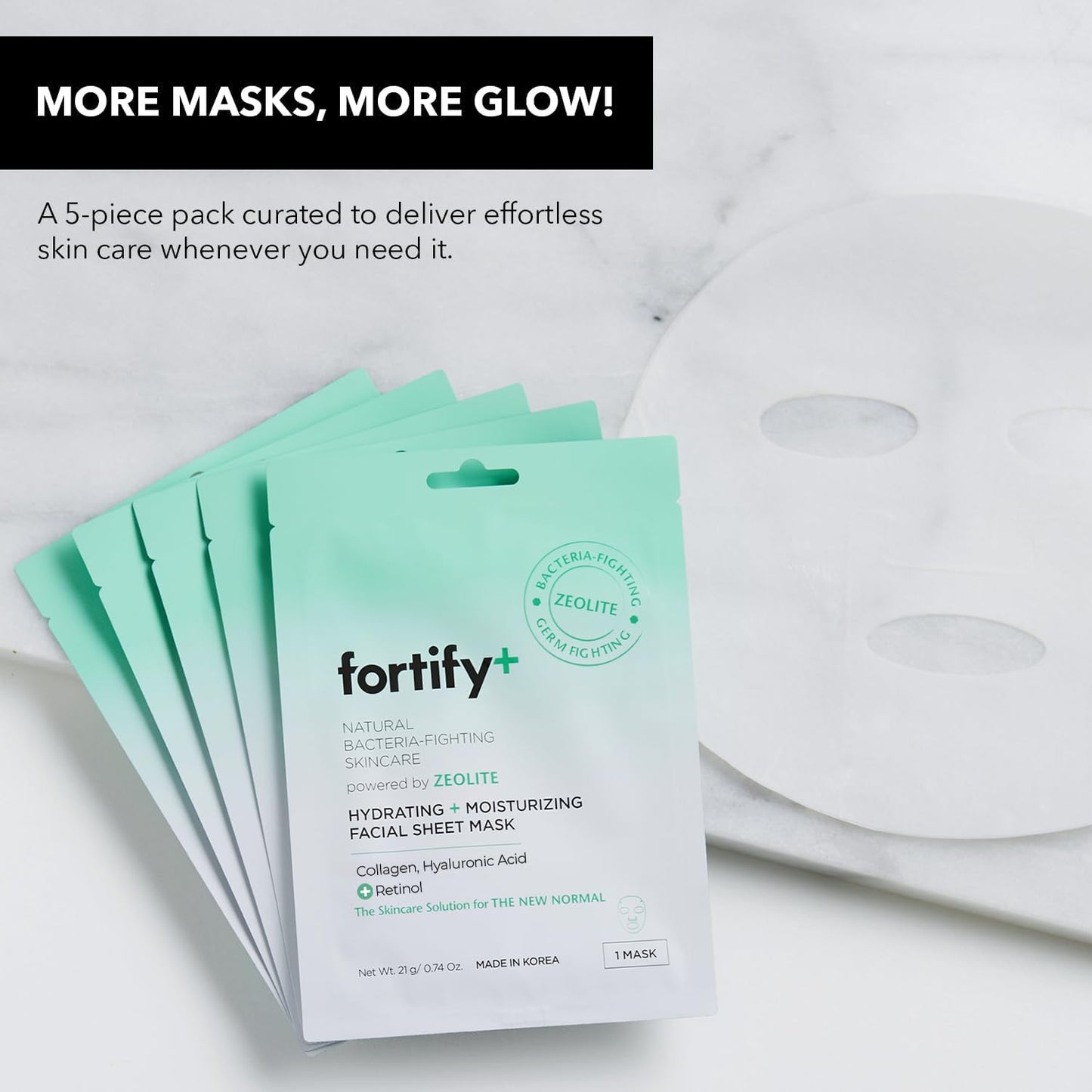 Face Mask - Hyaluronic Acid & Aloe - Dermatologist Tested, Ultra Hydrating, Anti-Aging, Pore Minimizing - 3-in-1: Detox - Treat- Boost - Clean Beauty, Korean Skin Care, 5 Sheet Masks