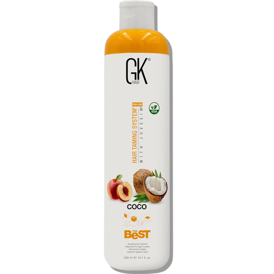 GK HAIR Global Keratin The Best COCO (10.1 Fl Oz/300ml) Smoothing Keratin Hair Treatment - Professional Brazilian Complex Blowout Straightening For Silky Smooth & Frizz Free Hair - Glowelle