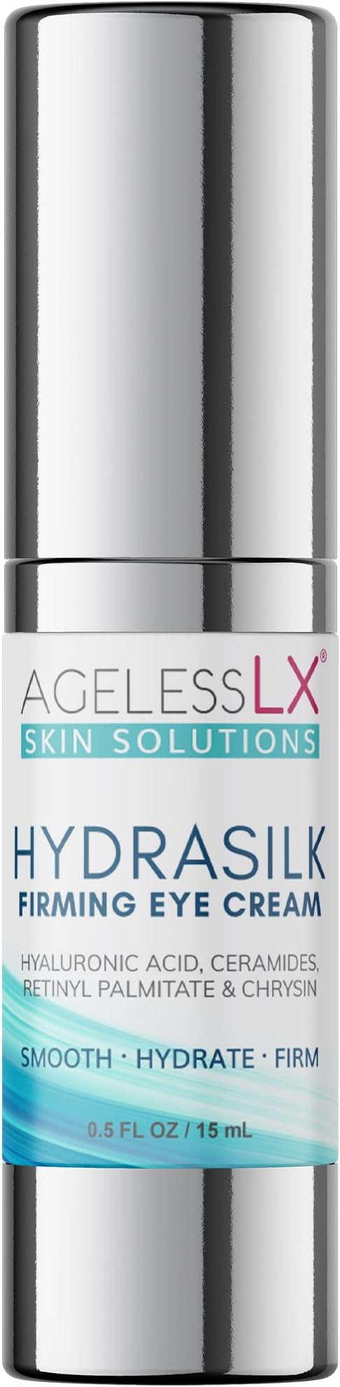 AgelessLX Supplement Capsule for Women with HMB + Hydrasilk Eye Cream 0.5 OZ + Bright Glow Face Serum 1 Fl OZ for Women Bundle