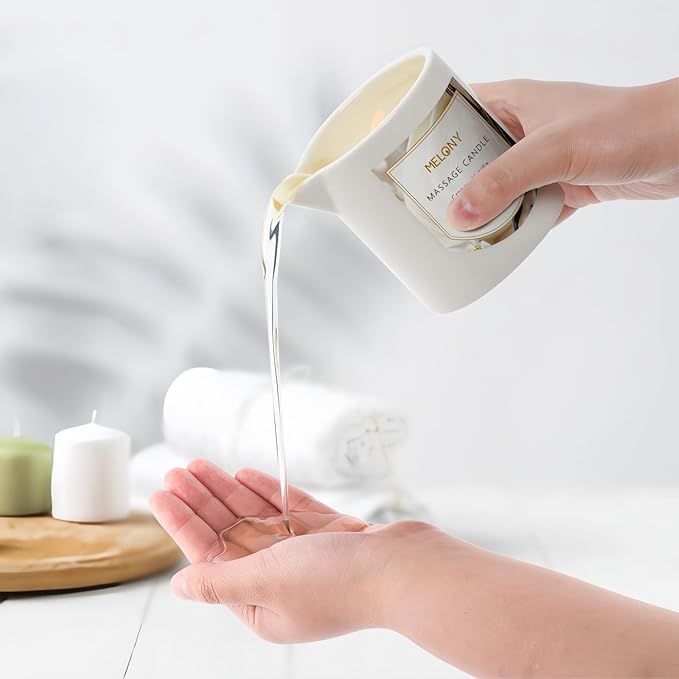 MELONY Luxury Massage Candle - Moisturising, Body Oil Candles for Muscle Relaxation, 8.1OZ (Creamy Vanilla)