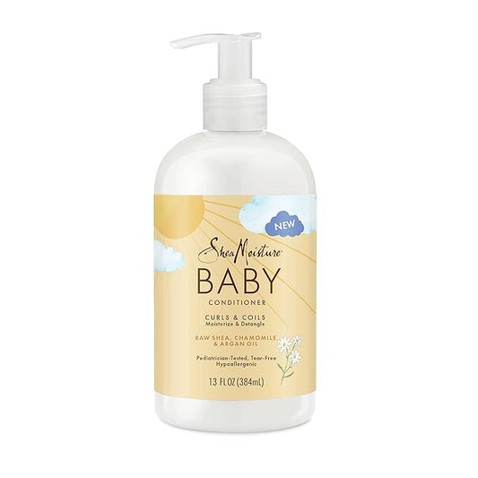 SheaMoisture Kids Extra Moisturizing 8 oz Detangler & Baby 13 oz Conditioner for Curly Hair with Shea Butter, Coconut Oil & Raw Shea
