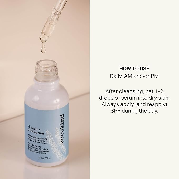 Vitamin C Glow Serum by Cocokind, Brighten Dullness and Improve Skin Tone and Texture, Hydrating Face Serum Formulated for Sensitive Skin, Cruelty Free, Fragrance Free, Vegan, 1 Fl Oz, 3 Pack