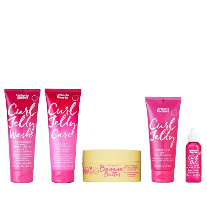 Curl Type 4 Kit for Type 4a-4c Hair. Frizz-Free, Defined Curls, Curl Jelly Wash (8.4fl. Oz) & Care (8.4fl. Oz), Curl Jelly (6.7fl. Oz), Banana Butter Leave-In (6.7fl. Oz) & Curl Oil (1.69fl. Oz)