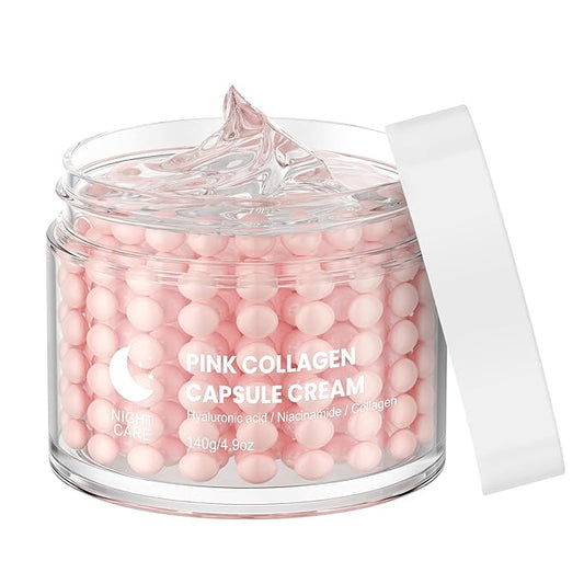 Pink Collage Capsule Face Cream,Moisturizer Capsule Facial Cream,Hydrating Night Face Cream Skincare 4.9 OZ