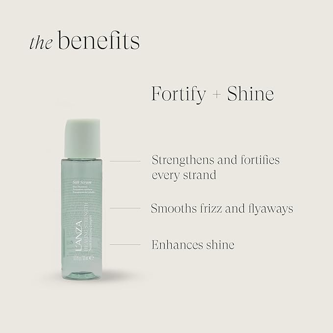 L'ANZA Healing Strength Silk Serum Strengthening Hair Treatment, Repairs Damage, UV & Heat Protection, Smooths Split Ends, Glossy Shine, Anti Humidity & Frizz, Color Safe, Sulfate Free, New Bottle