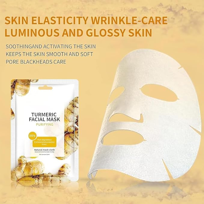 Facial Masks Skincare for Women, Turmeric Hydrating Face Sheet Masks,Moisturizing Face Mask Suitable for All the Skin,Dry Skin,Face Spa Mask 15 Sheets