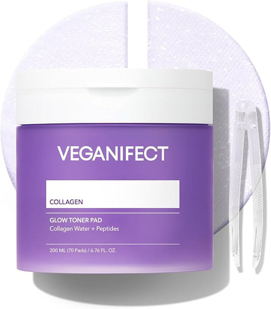 Collagen Peptide Jelly Toner Pads | Dual-Function Skincare for Wrinkle Care | Pore Tightening, Elasticity Boost, and Glow Radiance, Korean Skincare | 6.76 fl.oz.(200ml)*70Pads