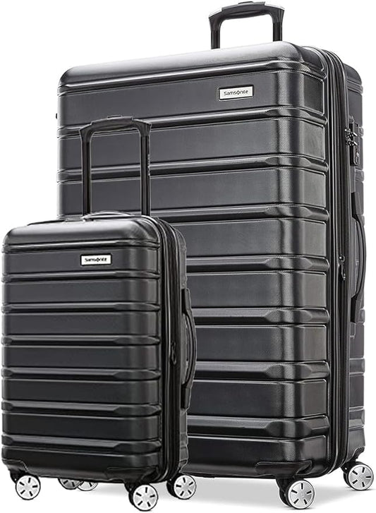Samsonite Omni 2 Hardside Expandable Luggage with Spinner Wheels, 2-Piece Set (19/28), Midnight Black