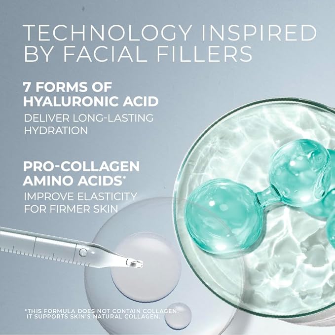 RoC Hydration+ Hyaluronic Acid Serum for Face, Hydrating, Plumping, Fragrance Free, Lightweight Formula with Collagen Proteins (1 Ounce) with Retinol Eye Cream Packette