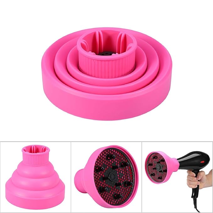 Volumizing Universal Hair Diffuser,Foldable Folding Hairdryer Hair Blower Diffuser,Styling Hairdressing Tool, 5Colors Optional(Black,Red,Blue,Pink,Green) (Pink)
