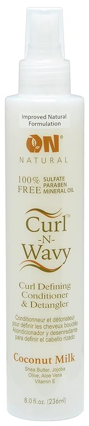 ON Natural Premium Oil Free Curl N Wavy Curl Defining Conditioner & Detangler, Coconut Milk 8 oz