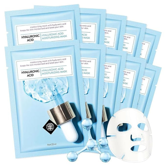 Facial Masks Skincare for Women,Hyaluronic Acid Hydrating Face Sheet Masks,Moisturizing Face Mask Suitable for All the Skin,Dry Skin,Face Spa Mask 10 Sheets