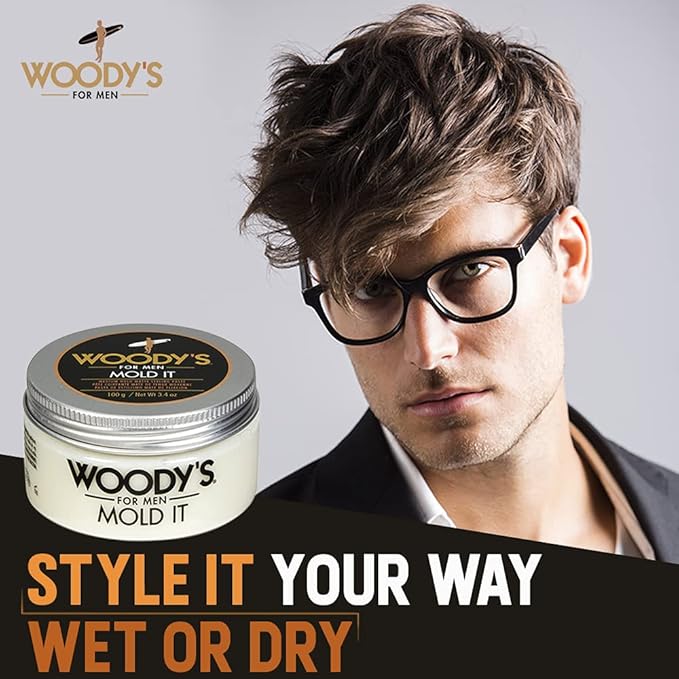 Woody's Mold It Matte Hair Paste for Men - Medium Hold, Matte Finish Styling Clay Pomade for Men Alternative, Adds Texture & Volume, 3.4 Oz