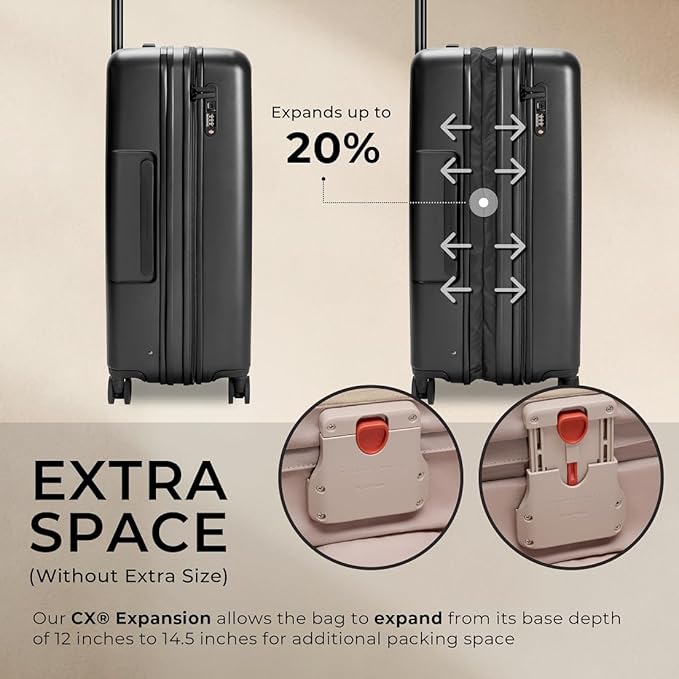 Briggs & Riley 30" Large Expandable Spinner - Checked Luggage for Travel, Suitcases with Wheels, Hardside Rolling Bag for Men & Women, Self-Repairing Zipper - Sympatico Collection, Black