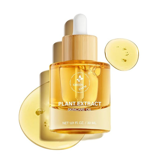 Face Oil with 21.7% ECOCERT Organic Squalane & Vitamin C - Plant-Based, Non-Greasy Facial Oil for Dry, Sensitive Skin - Anti-Aging, Brightening, Gua Sha Oil, 1 fl oz
