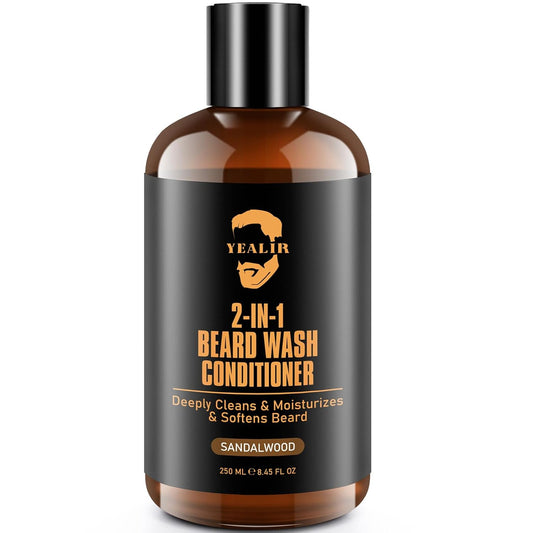 2-in-1 Beard Wash and Conditioner – Cleanse, Hydrate & Soften Dry, Coarse Beard, Beard Shampoo for a Fuller & Healthier Beard –Sandalwood Scent, 8.45 oz