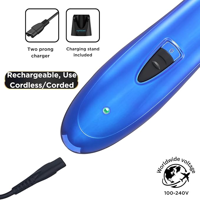 Supreme Trimmer T-Shaper ST5205 | Professional Barber Trimmer Hair Clippers for Men | Cordless Hair Trimmer Zero Gapped Liner Beard Trimmer | Blue DLC