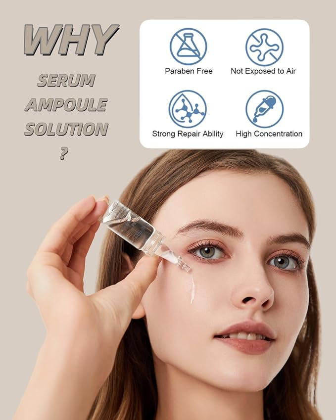Anti Aging Serum with Hyaluronic Acid Vitamin C Serum Facial Serum Ampoules 0.35 oz 4 Kits 16 Vials (4 kits gift box)