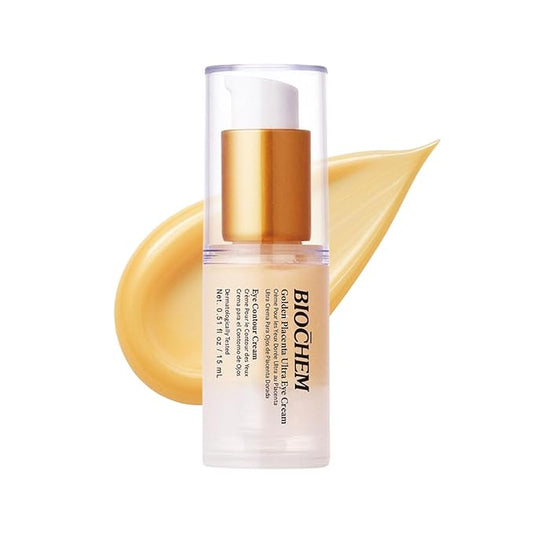 BIOCHEM Golden Placenta Ultra Eye Cream, Luxury Under Eye Repair Treatment for Circles, Puffiness, Anti Aging, Wrinkles Care, Skin Laxity, Crows Feet, Eye Bags for Women & Men(0.51 fl oz / 15 mL)