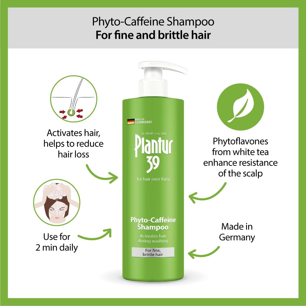 Plantur 39 Fine and Brittle Hair Shampoo (16.9 fl oz) I Phyto-Caffeine Formula I Promotes Natural Growth I For Women's Thinning Hair