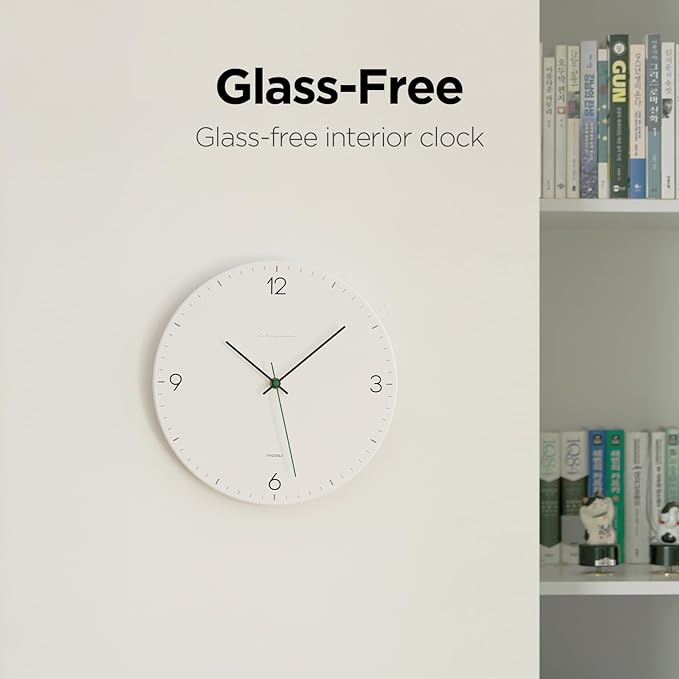 mooas Flatwood Wall Clock,12" Non-Ticking Sweep Movement Decorative Battery Operated Wall Clock for Home Living Room Kitchen Bedroom Office School (Simple Cream)