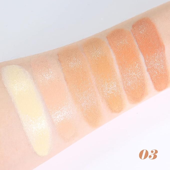 evpct 6 Colors Concealers Full Coverage Cream Contour Palette with Brush for Older Women, Under Eye Color Corrector Tri Color Pot Concealer Palette for Dark Circles Mature Skin Makeup, Waterproof, A3