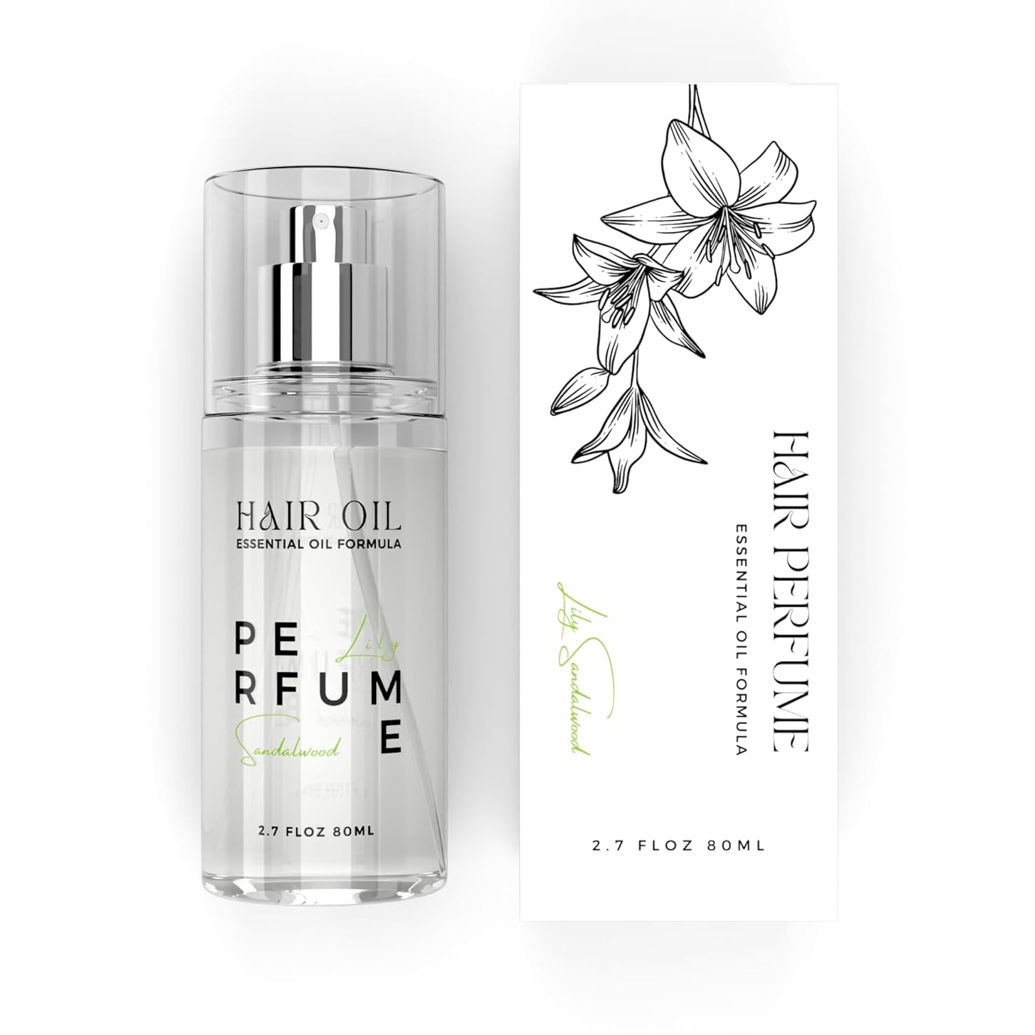 Hair Perfume Oil for Women (Lily Sandalwood), Argan Oil Heat Protection Spray for Dry, Damaged, Firzzy Hair Care, Long Lasting Fragrance Mist with Keratin & Elastin for Nourish & Smooth 2.7 fl oz - Glowelle