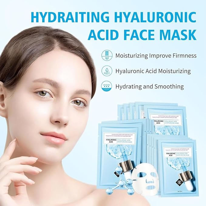Facial Masks Skincare for Women,Hyaluronic Acid Hydrating Face Sheet Masks,Moisturizing Face Mask Suitable for All the Skin,Dry Skin,Face Spa Mask 15 Sheets