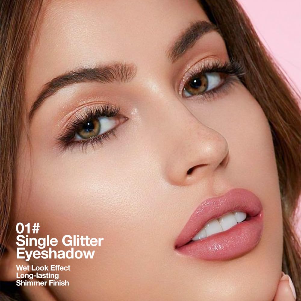 Champagne Rose Gold Monochrome Shimmer Eyeshadow Palette Makeup,Long Lasting Naturing-Looking Lightweight Glitter Single Eyeshadow,Neutral Powde Eye Shadow for Older Women