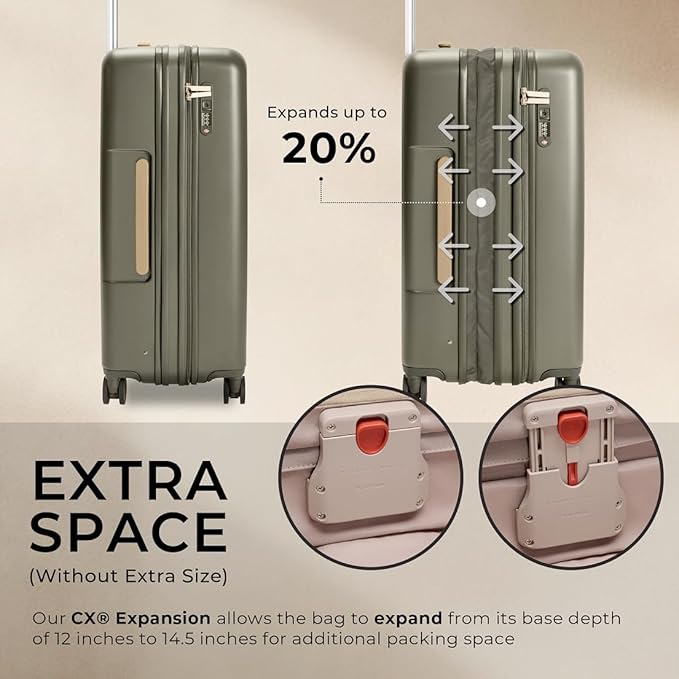 Briggs & Riley 30" Large Expandable Spinner - Checked Luggage for Travel, Suitcases with Wheels, Hardside Rolling Bag for Men & Women, Self-Repairing Zipper - Sympatico Collection, Olive