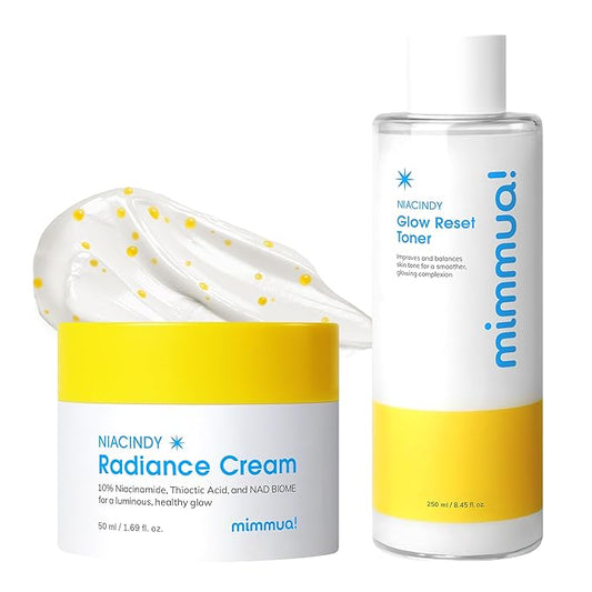 Radiance Balance Duo Set | Glow Reset Toner + NIACINDY Capsule Cream | Korean Clinical Skincare with NAD Biome, Niacinamide & Thioctic Acid | Tone-Refining, Repairing & Hydrating Routine