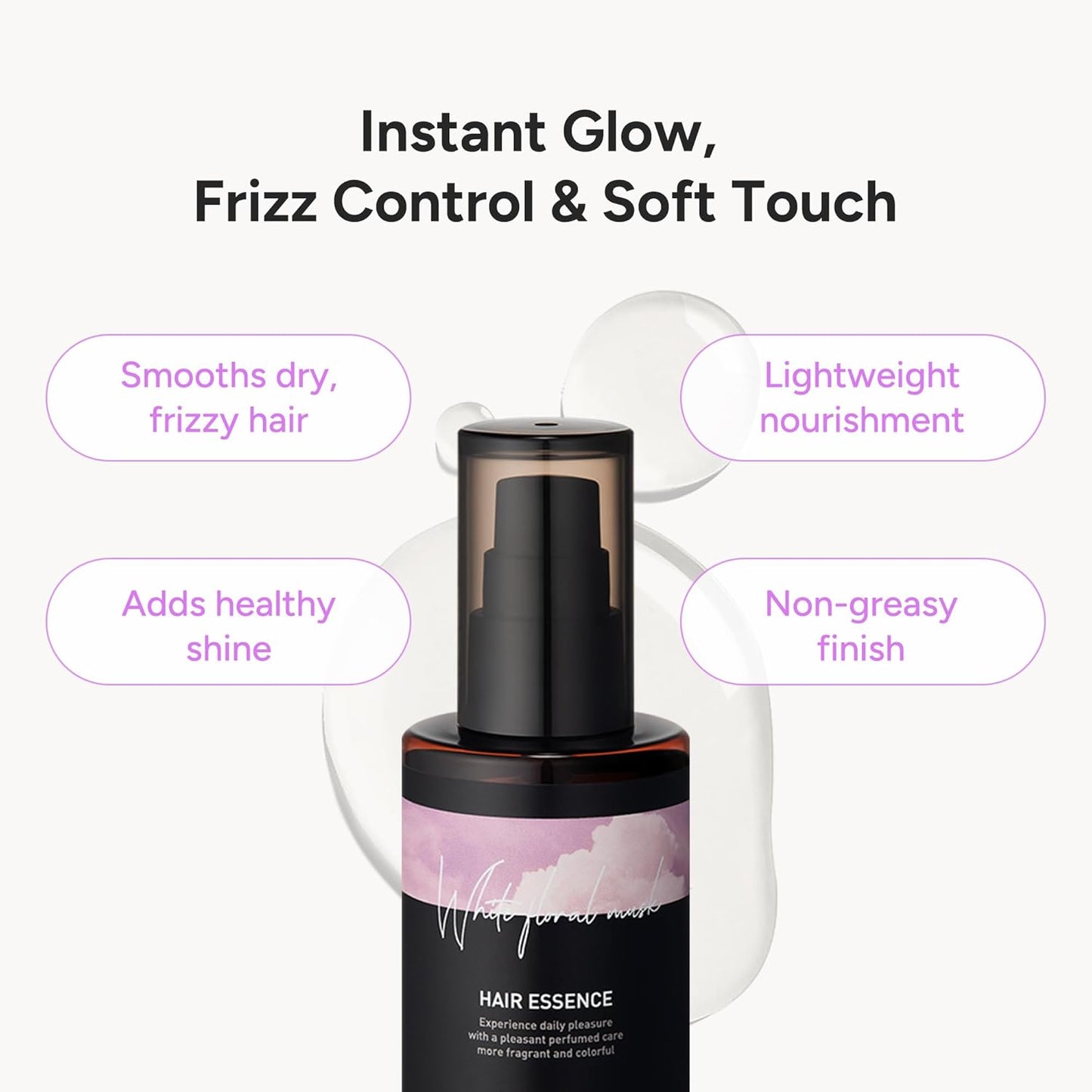 Perfumed Hair Oil & Serum – Korean Hair Essence Oil for Frizzy Hair, Shine & Damage Repair – Argan Oils & Amino Acids – Sulfate & Paraben-Free – White Floral Musk, 100ml / 3.38 fl oz