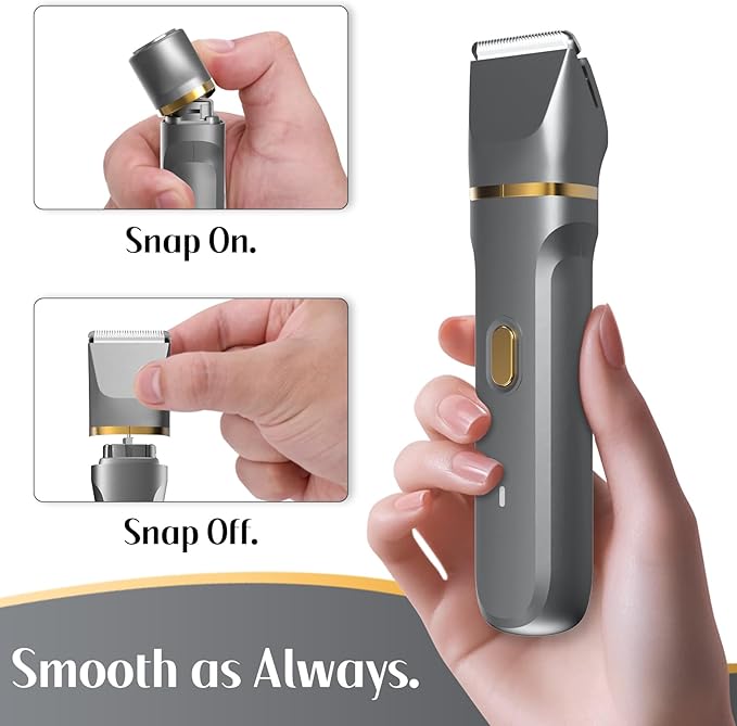 KINGTEE 5-in-1 Electric Bikini Trimmer for Women – IPX7 Waterproof Shaver, Cordless Body & Facial Razors for Women, Ceramic Blades, USB-C Rechargeable, Painless Hair Removal Kit (Light Black)