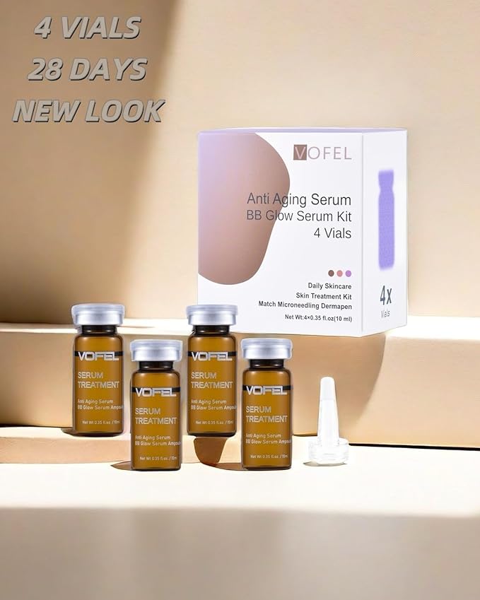 Anti Aging Serum with Hyaluronic Acid for Microneedling Serum Ampoules for Face 0.35 oz 4 Vials