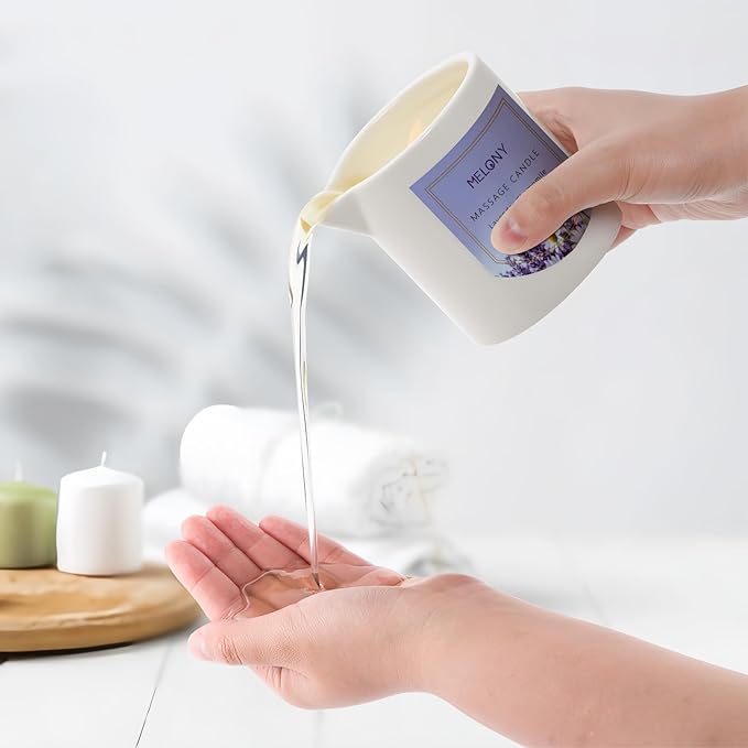 MELONY Luxury Massage Candle - Moisturising, Body Oil Candles for Muscle Relaxation, 8.1OZ (Lavender Chamomile)