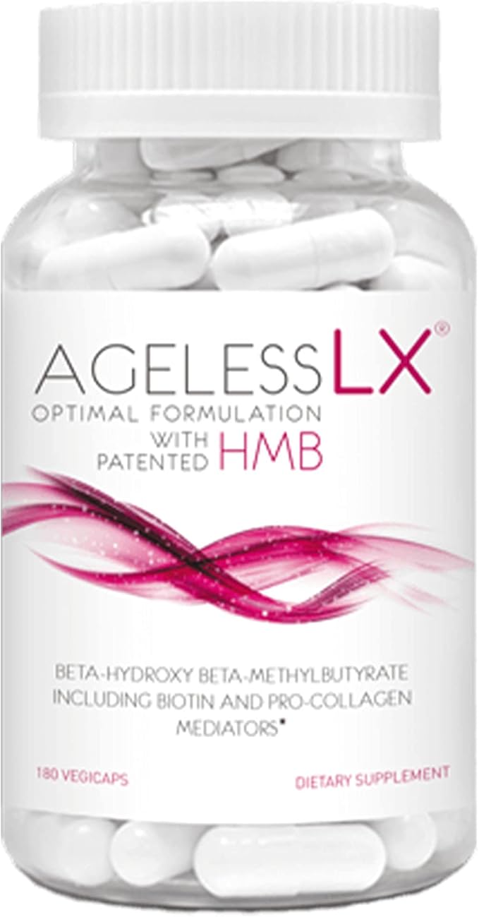 AgelessLX Supplement Capsule for Women with HMB + Hydrasilk Eye Cream 0.5 OZ + Bright Glow Face Serum 1 Fl OZ for Women Bundle