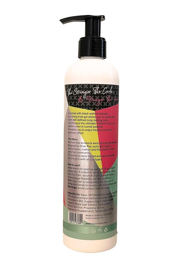 Curly Hair Strong Hold Gel – Curlstrong Styling and Defining Gel for Waves, Curls and Coils - 100% Vegan (10 oz.)